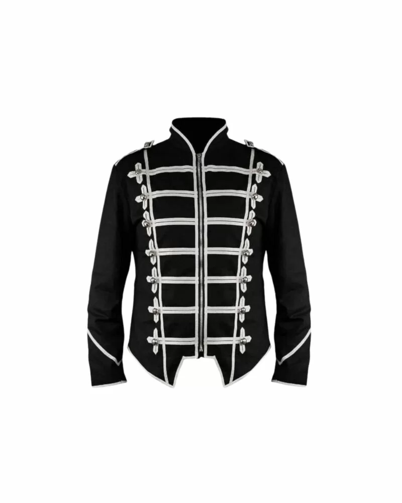 black gothic military drummer parade jacket front side
