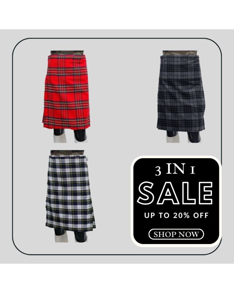 Scottish Kilts Offer – Bundle of 3 Kilts on 20 Percent OFF