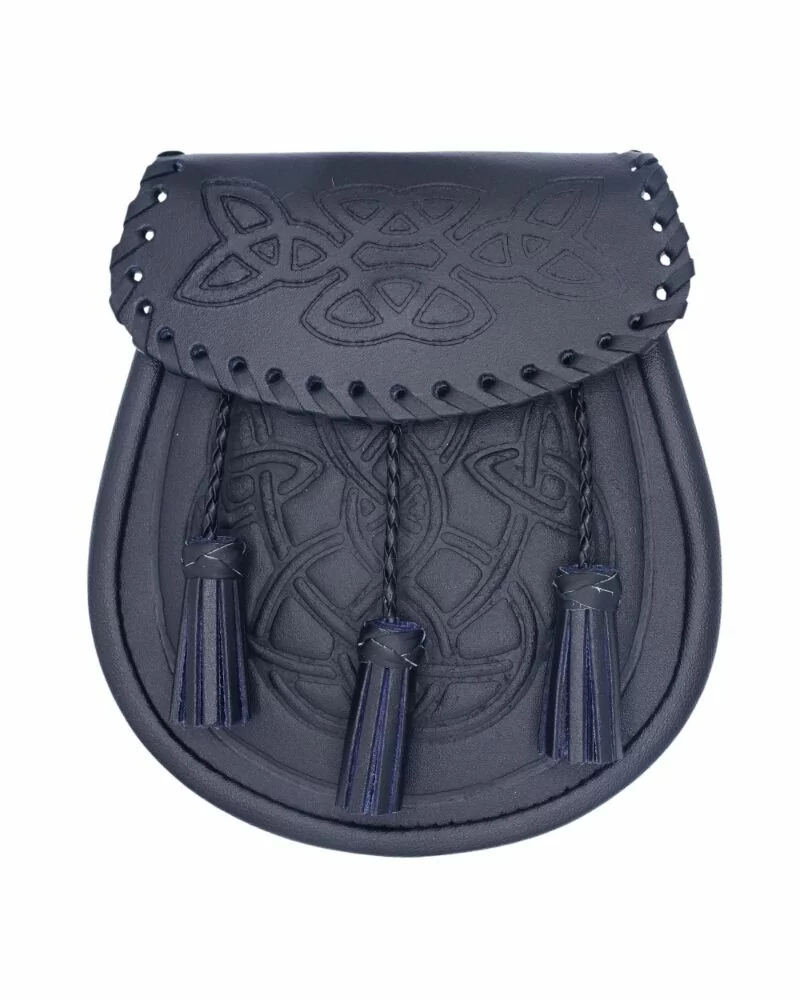 Black Leather Celtic Embossed Pattern Day Sporran