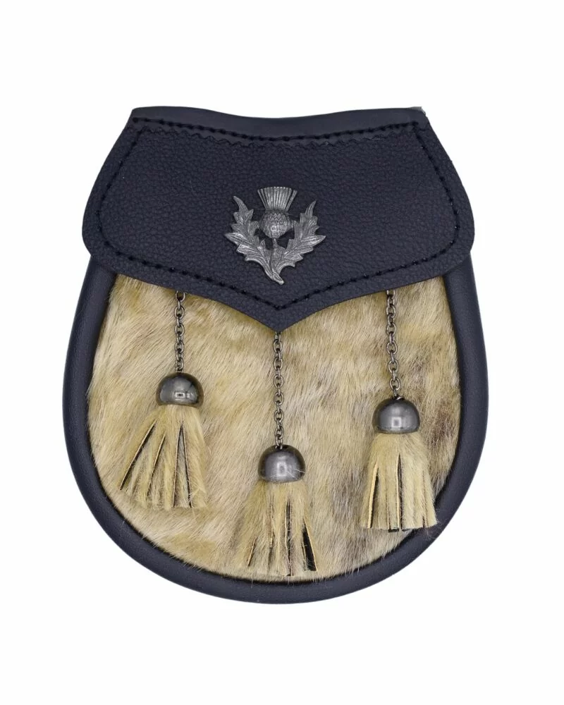 Thistle Seal Sporran for Scottish kilt outfit, classic Highland dress sporran with thistle and seal design