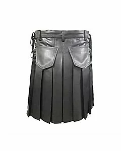 Black Custom Made Leather Utility Kilt