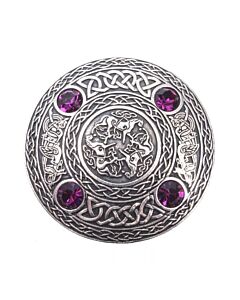 Celtic Horse Motif 4 Stone Plaid Brooch