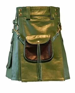 Fashion Green Leather Kilt 
