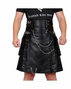 Gothic Leather Utility Kilt for Men