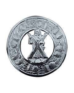 Saint Andrew Plaid Brooch Round Thistle Flower