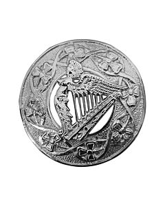 Irish Lady Harp Plaid Brooch