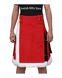 Red Santa Hybrid Kilt with White Fur Trim