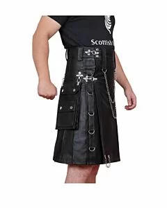 Gothic Leather Utility Kilt for Men