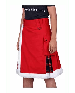 Red Santa Hybrid Kilt with White Fur Trim