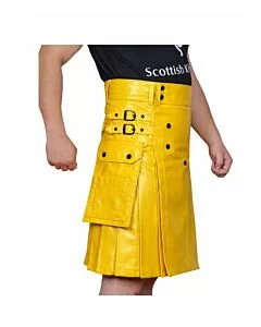 Yellow Leather Utility Kilt