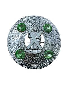 Saint Andrew Green Stones Plaid Brooch