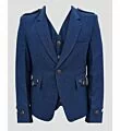 Blue Tweed Kilt Jacket and Waistcoat paired with matching kilt