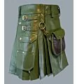 Fashion Green Leather Kilt 
