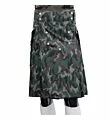 green camo detachable pocket kilt front side