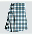 Stewart Muted Blue Weathered Tartan Kilt in soft blue tones, perfect for Scottish events and casual wear