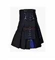 Two Tone Black & Blue Cotton Utility Kilt